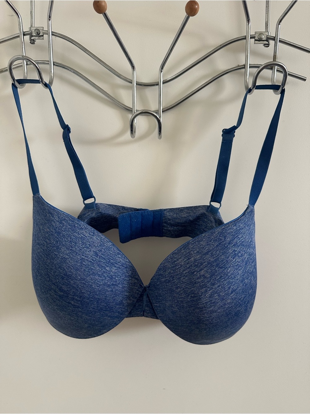 Seamless Mottled Blue T-Shirt Bra with Molded Cups